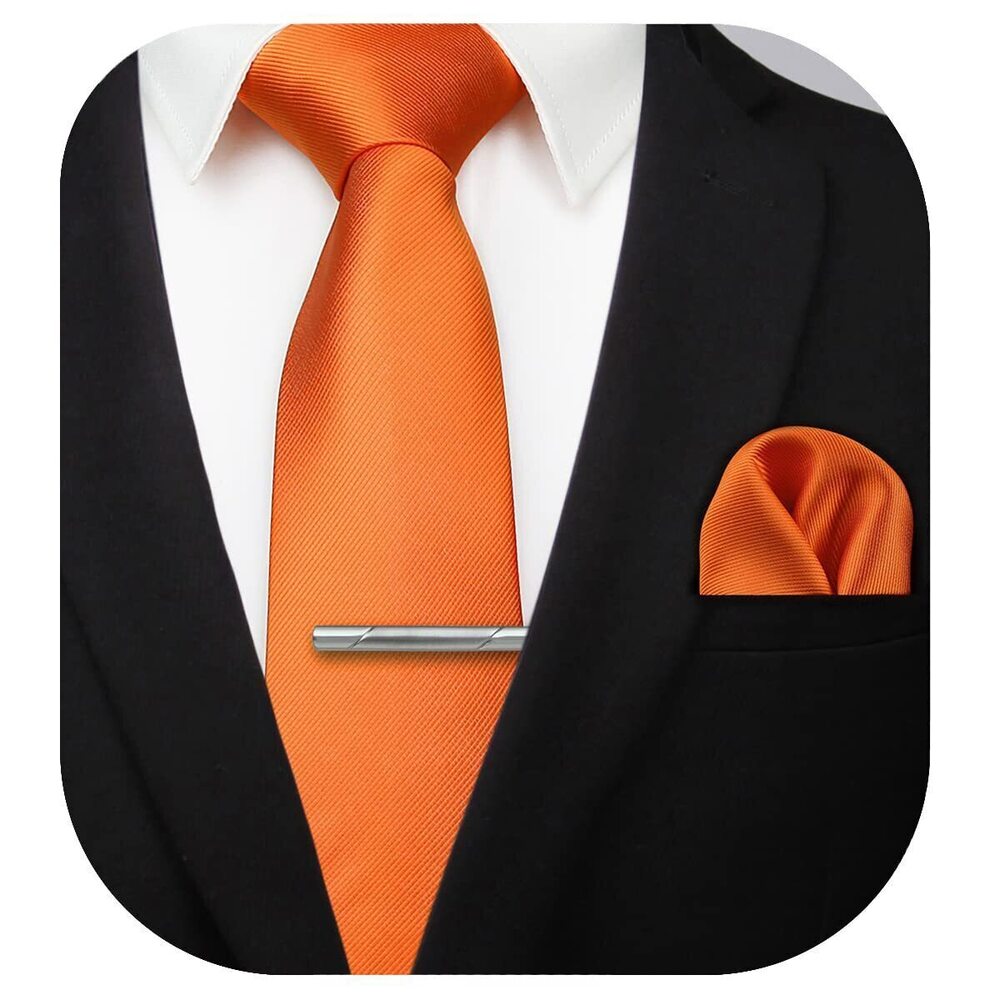 4323 Orange Ties Business Formal Burnt Orange Woven Silk Ties and Pocket